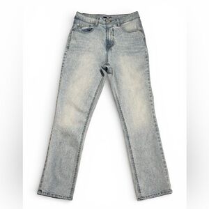 Frye Mid Rise Cropped Light Wash Straight Leg Denim Jeans